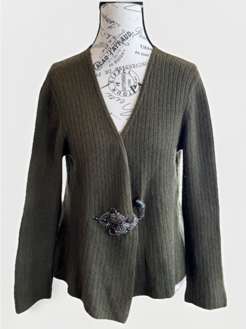 viviana uchitel knit cardigan sweater wrap cashmere top women’s size 4 (L)